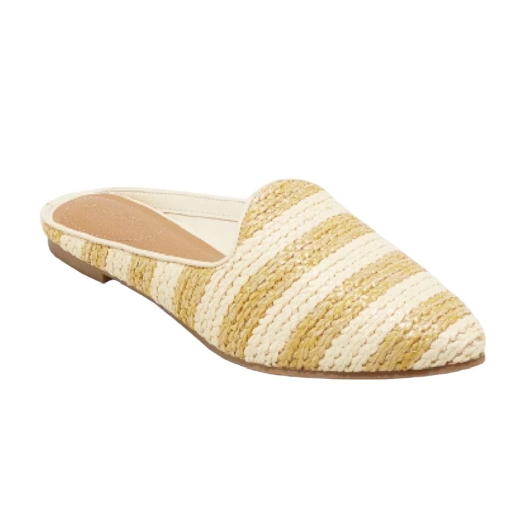 Universal Thread Bibiana Straw Striped Pointed Toe Flats Mules Women's Size 8.5